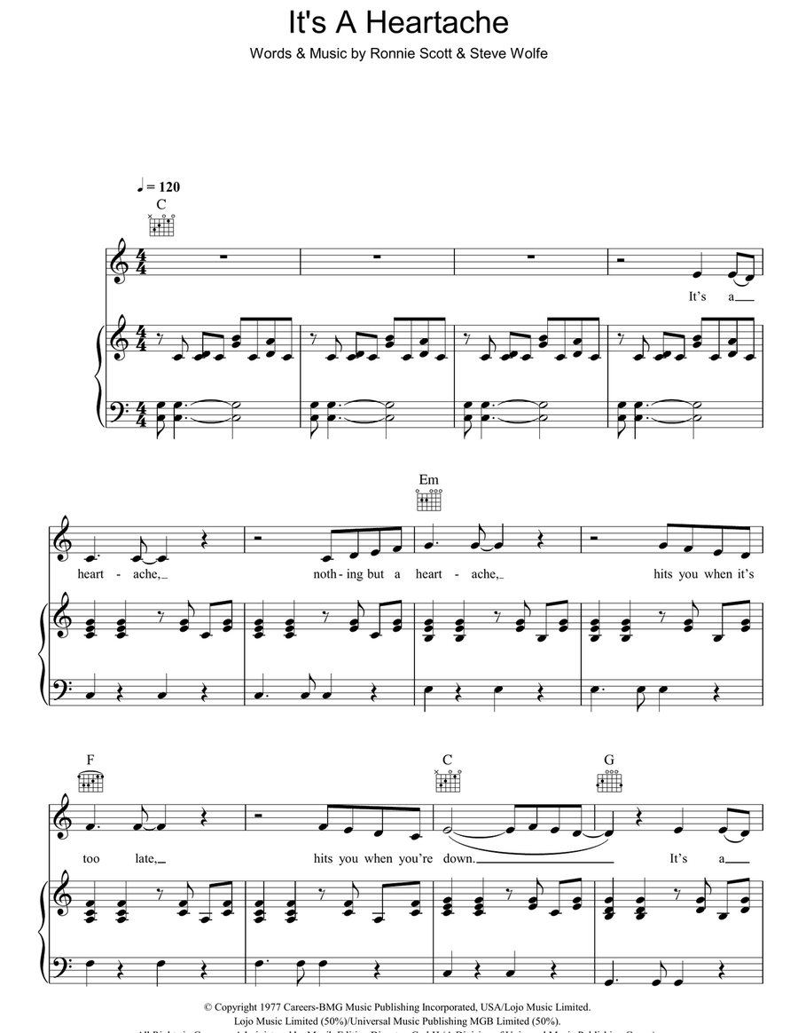 It's A Heartache It's A Heartache Acoustic Guitar scores gallery preview page 1