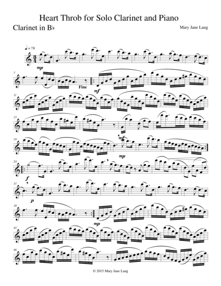 Heart Throb for Solo Clarinet and Piano