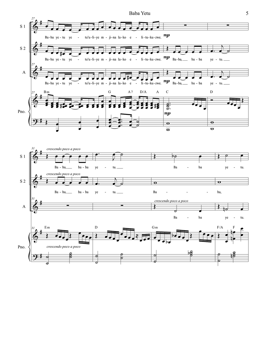 Baba Yetu SSA scores gallery preview page 5