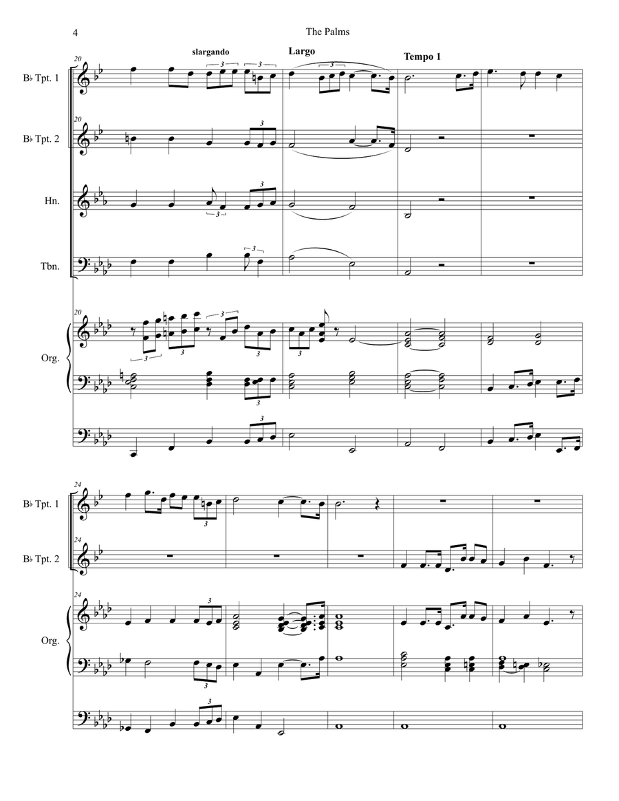 The Palms (Brass Quartet and Organ) The Palms (Brass Quartet and Organ) Brass Quartet scores gallery preview page 4