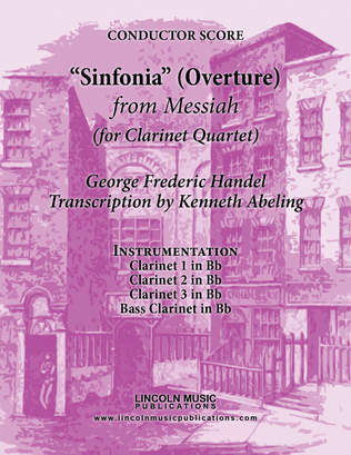 Book cover for Handel - Overture - Sinfonia from Messiah (for Clarinet Quartet)