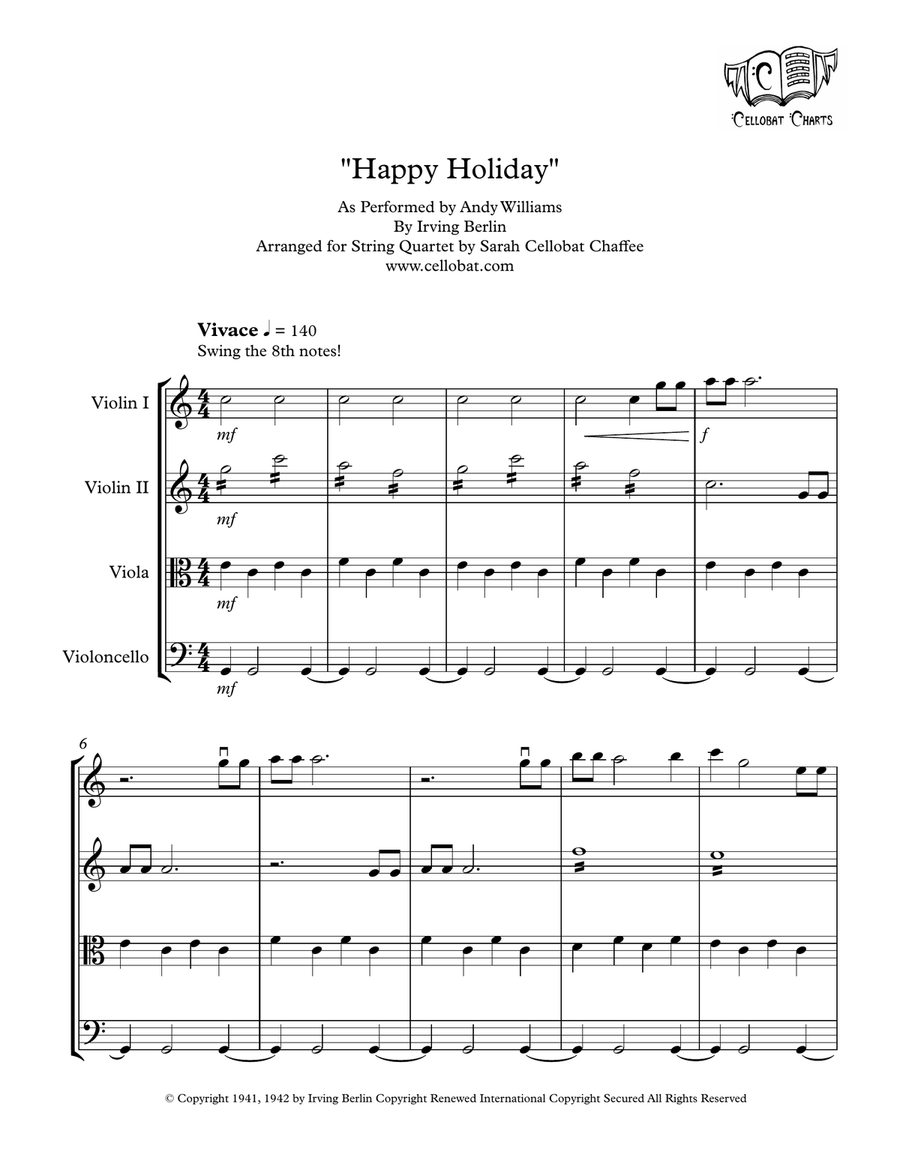 Happy Holiday String Quartet scores gallery preview page 1