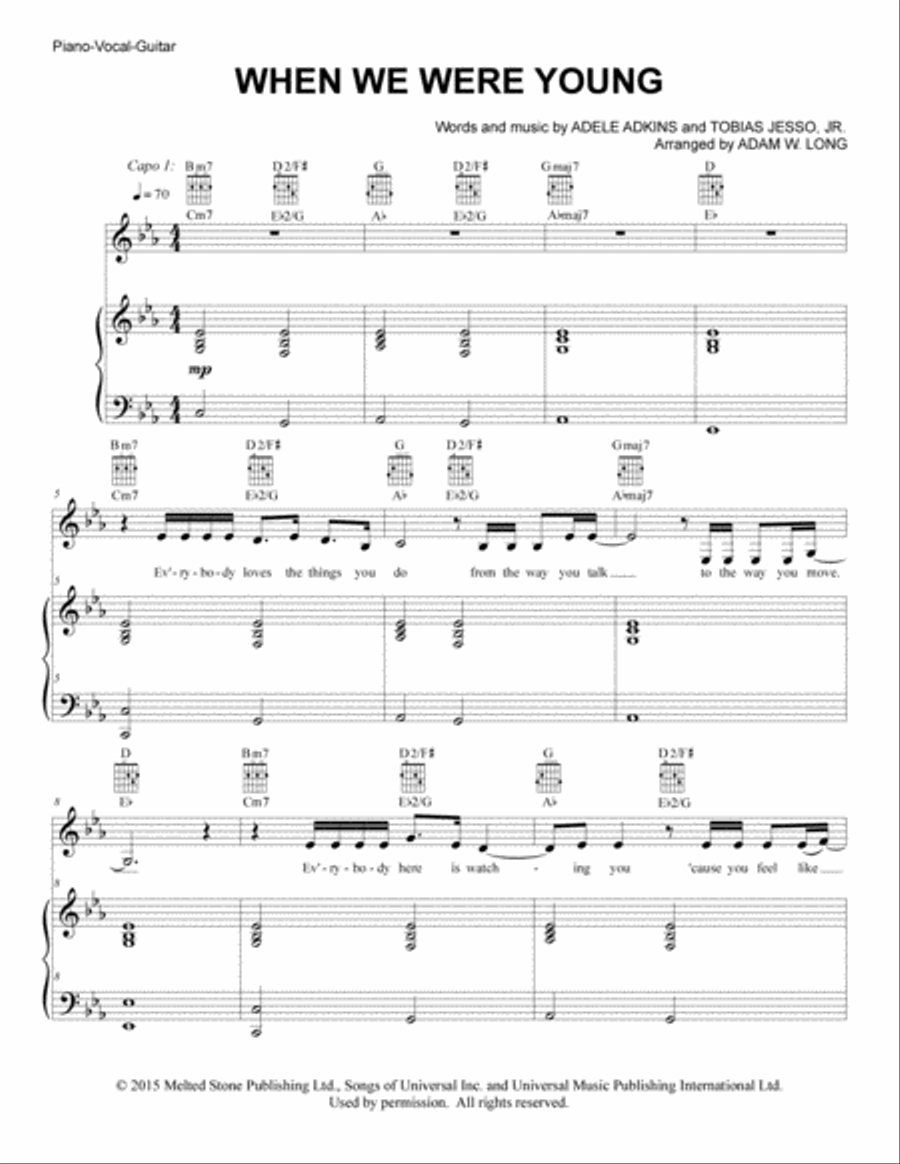 When We Were Young Piano, Vocal, Guitar scores gallery preview page 2