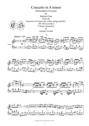 A.Vivaldi-Concerto in A minor (Rv 356) transcription for piano