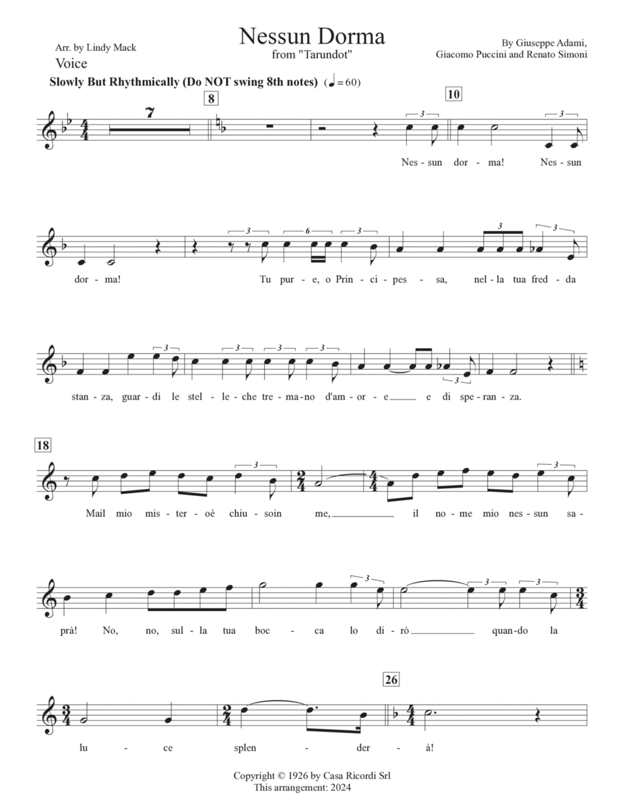 Nessun Dorma Jazz Ensemble scores gallery preview page 1