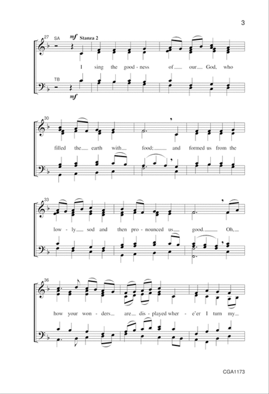I Sing the Mighty Power of God (Choral Score) 4-Part scores gallery preview page 3