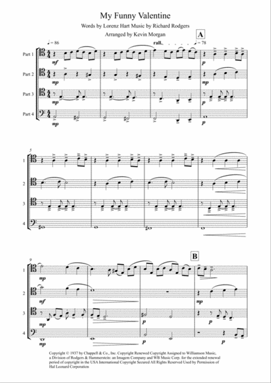 My Funny Valentine Woodwind Quartet scores gallery preview page 1