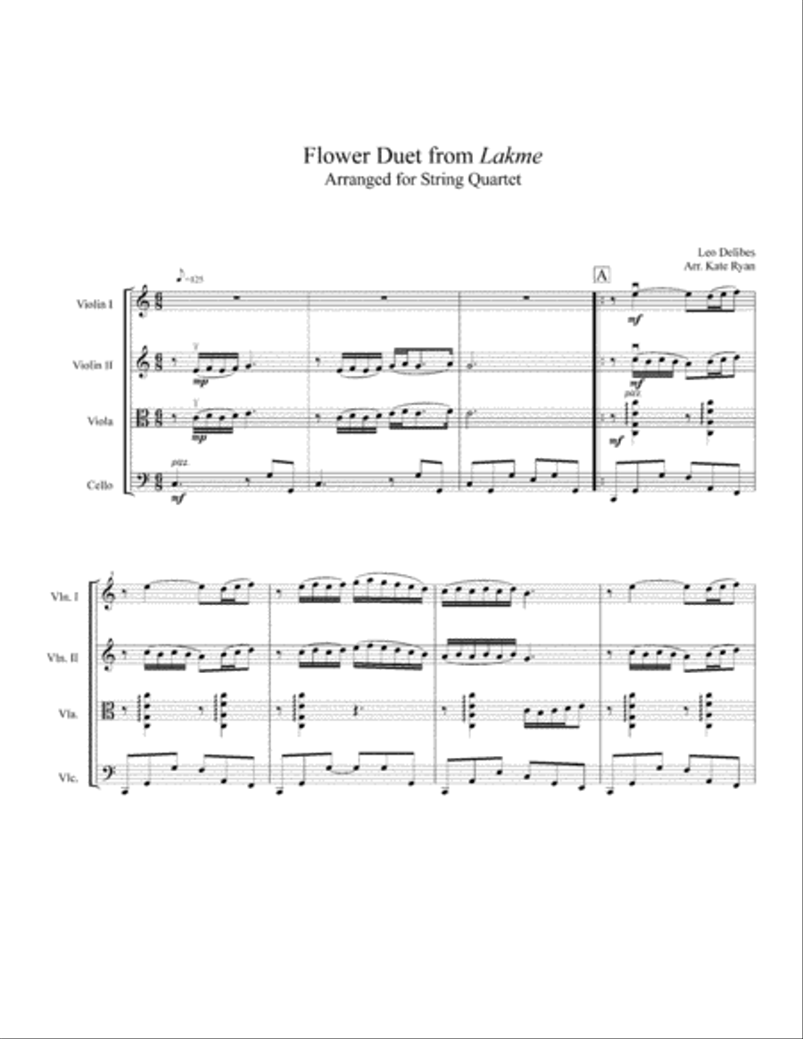 Flower Duet from Lakme (String Quartet) String Quartet scores gallery preview page 2