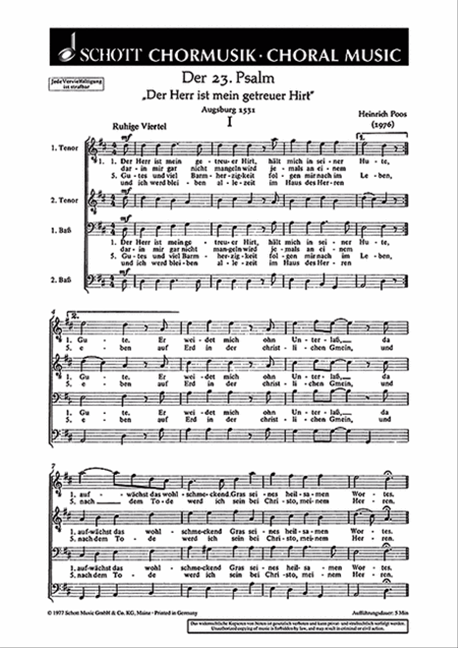 Der 23. Psalm Der 23. Psalm TTBB scores gallery preview page 1