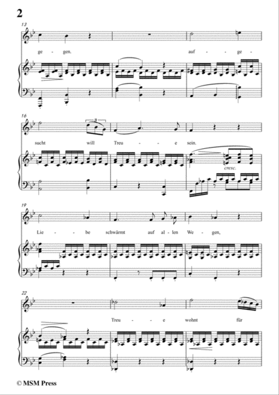 Schubert-Liebe schwärmt auf allen Wegen,in B flat Major Piano, Vocal scores gallery preview page 4