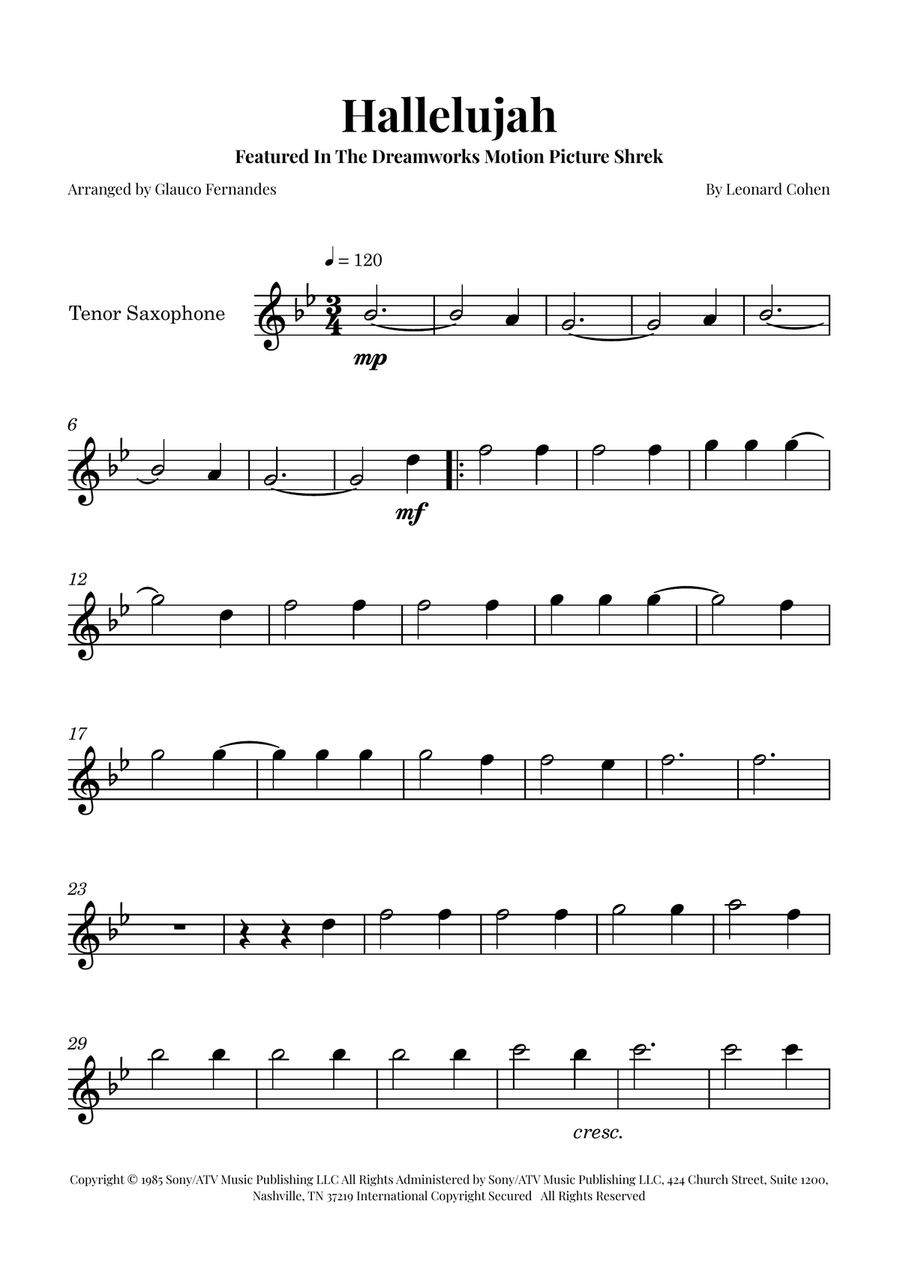 Hallelujah Chamber Music scores gallery preview page 1