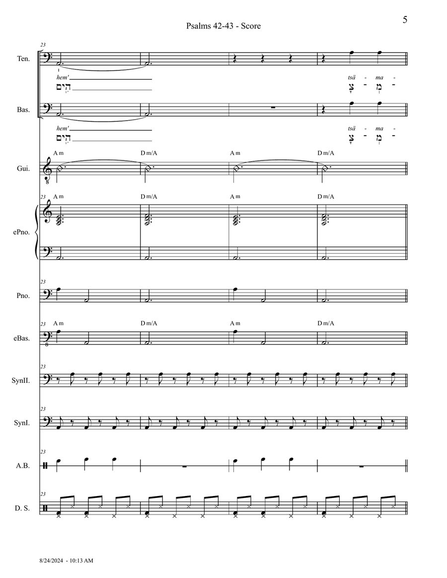 Psalm 42-43 - Score Only Psalm 42-43 - Score Only Small Ensemble scores gallery preview page 5