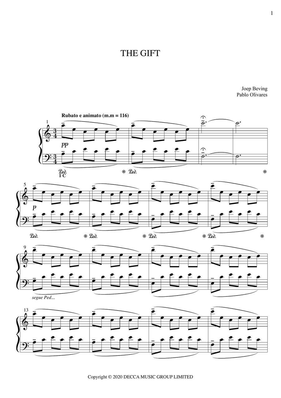 The Gift Piano Solo scores gallery preview page 1