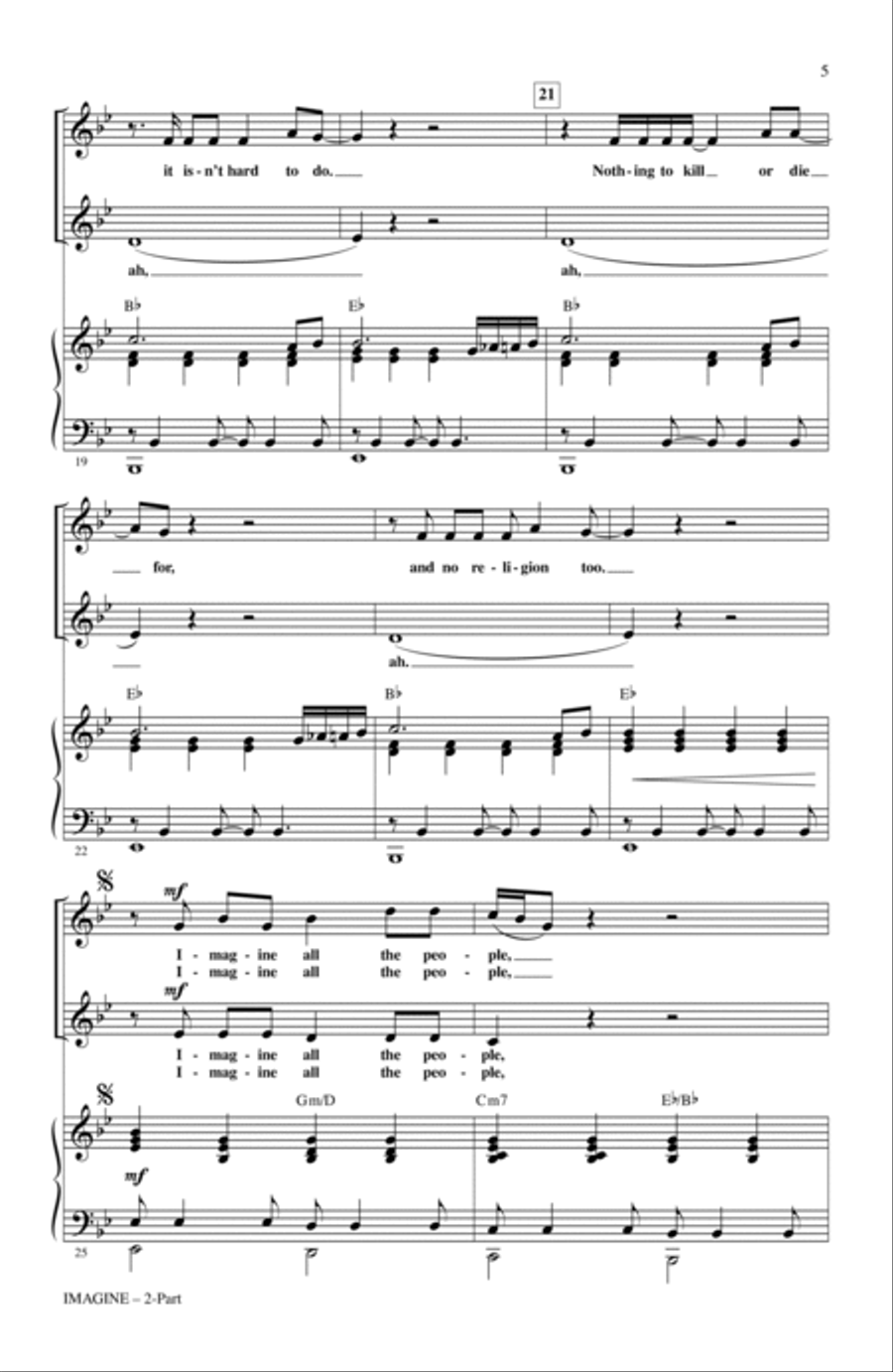 Imagine (arr. Audrey Snyder) 2-Part scores gallery preview page 3