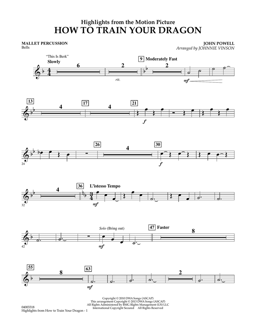 Highlights from How To Train Your Dragon - Mallet Percussion Concert Band scores gallery preview page 1