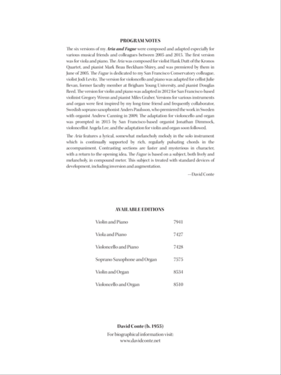 Aria and Fugue Aria and Fugue Violin Solo scores gallery preview page 1