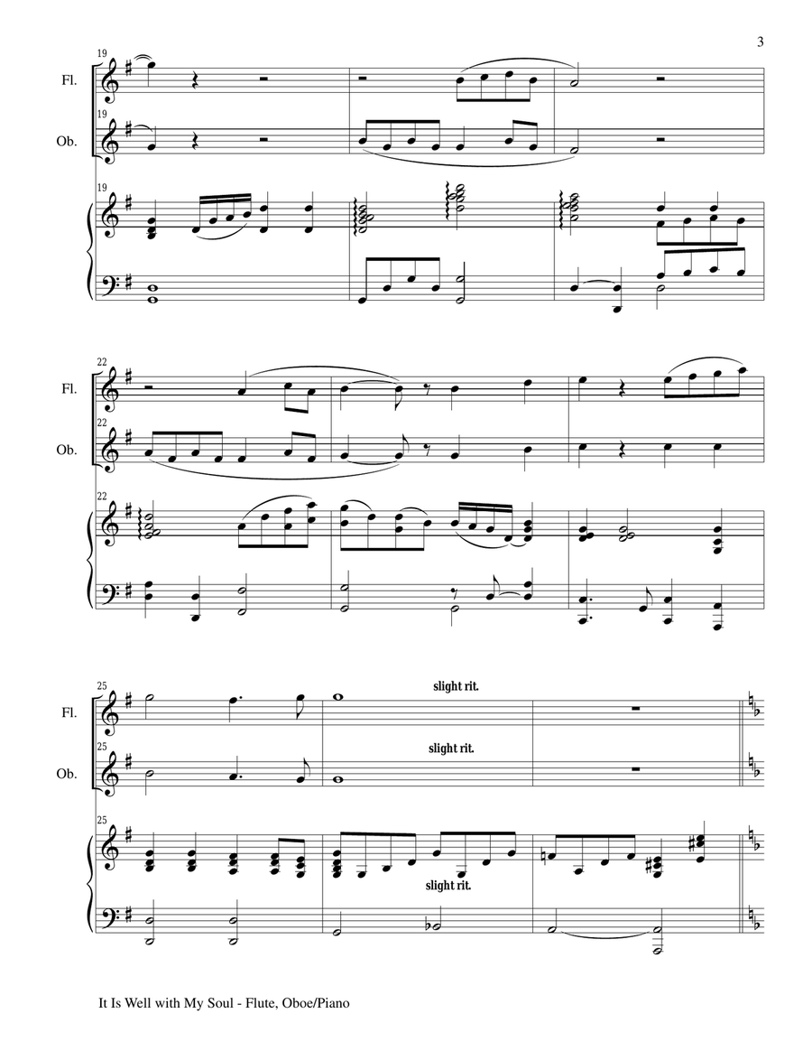 IT IS WELL WITH MY SOUL (Trio - Flute, Oboe and Piano with Parts) Woodwind Duet scores gallery preview page 3