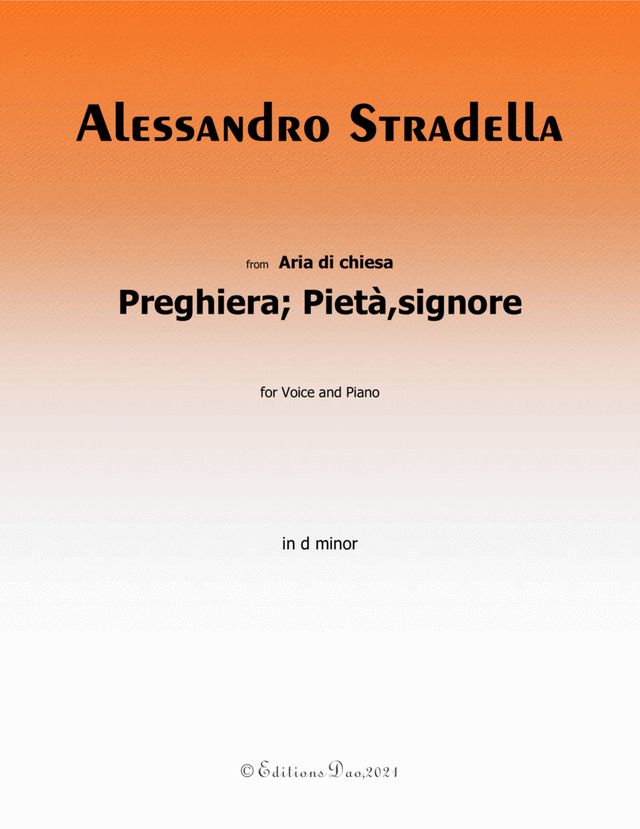 Preghiera;Pieta,signore,by Stradella,in d minor Voice scores gallery preview page 1