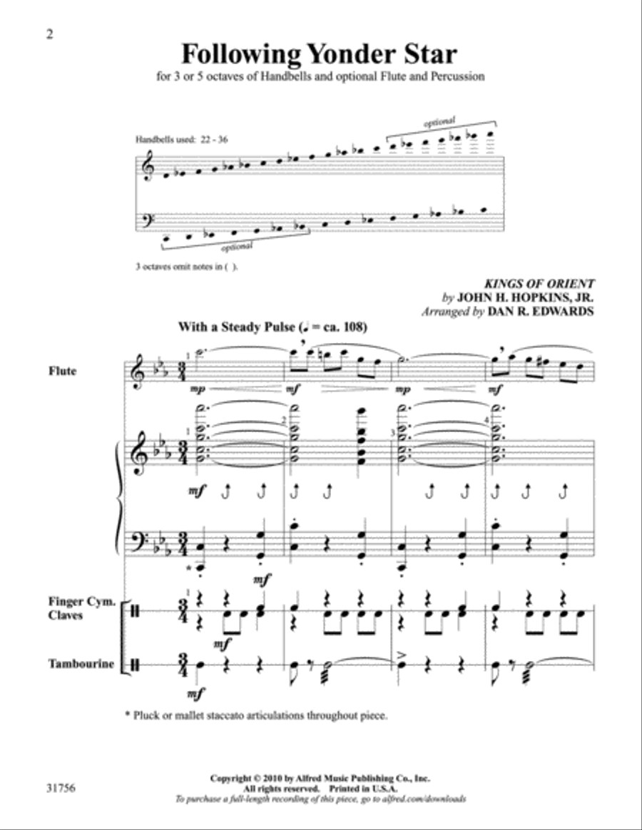 Following Yonder Star Handbell Choir scores gallery preview page 2