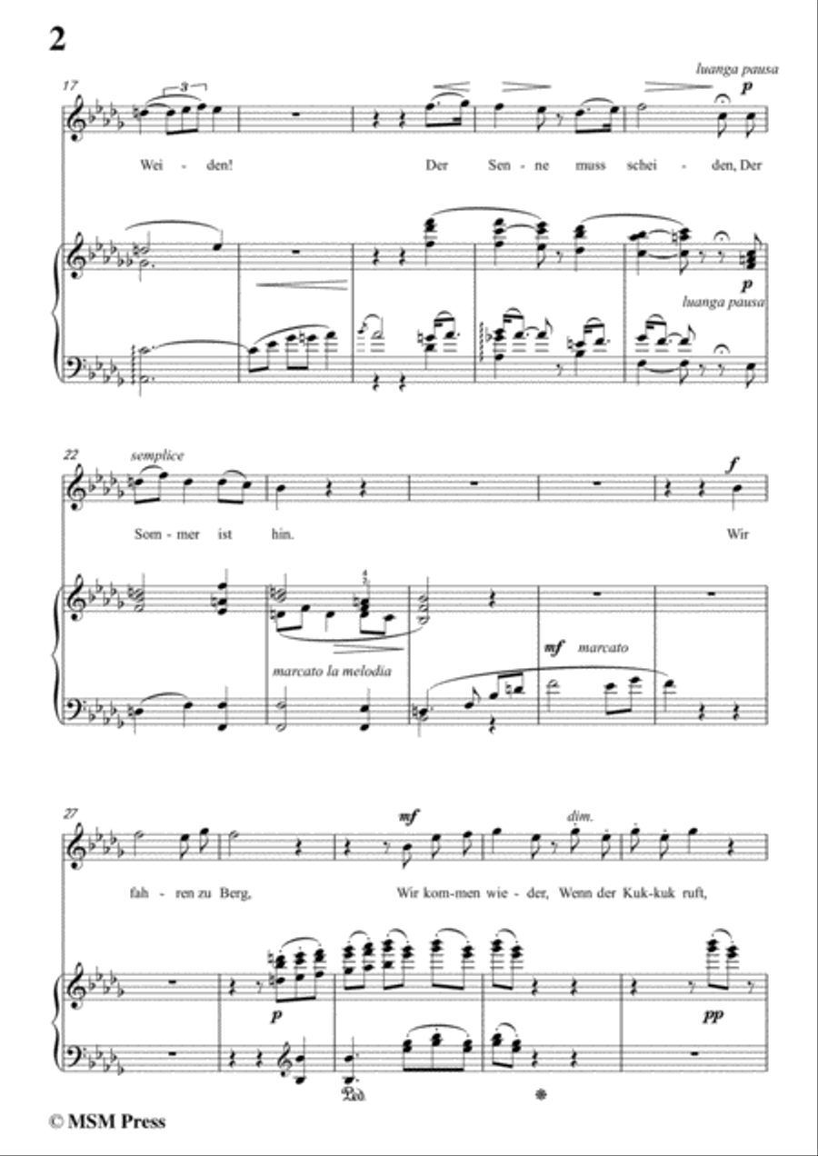 Liszt-Der hirt in D flat Major,for Voice and Piano Voice Solo scores gallery preview page 4
