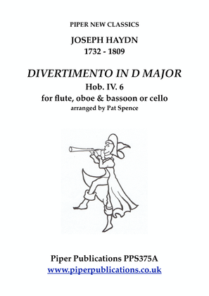 Book cover for HAYDN: DIVERTIMENTO IN D MAJOR Hob.IV. 6 for flute, oboe and bassoon or cello.