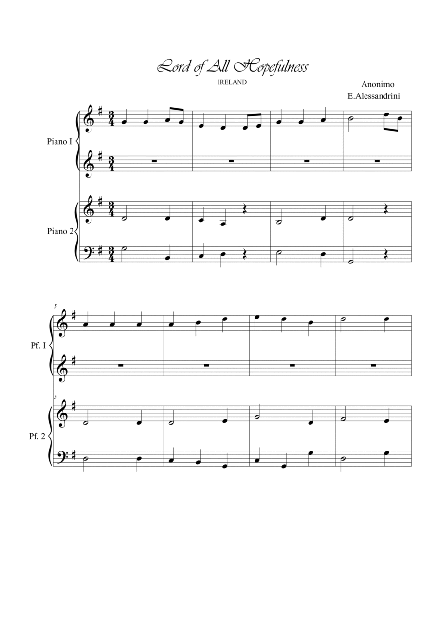 Lord of all hopefulness. Piano 4 hands Lord of all hopefulness. Piano 4 hands Piano Method scores gallery preview page 1