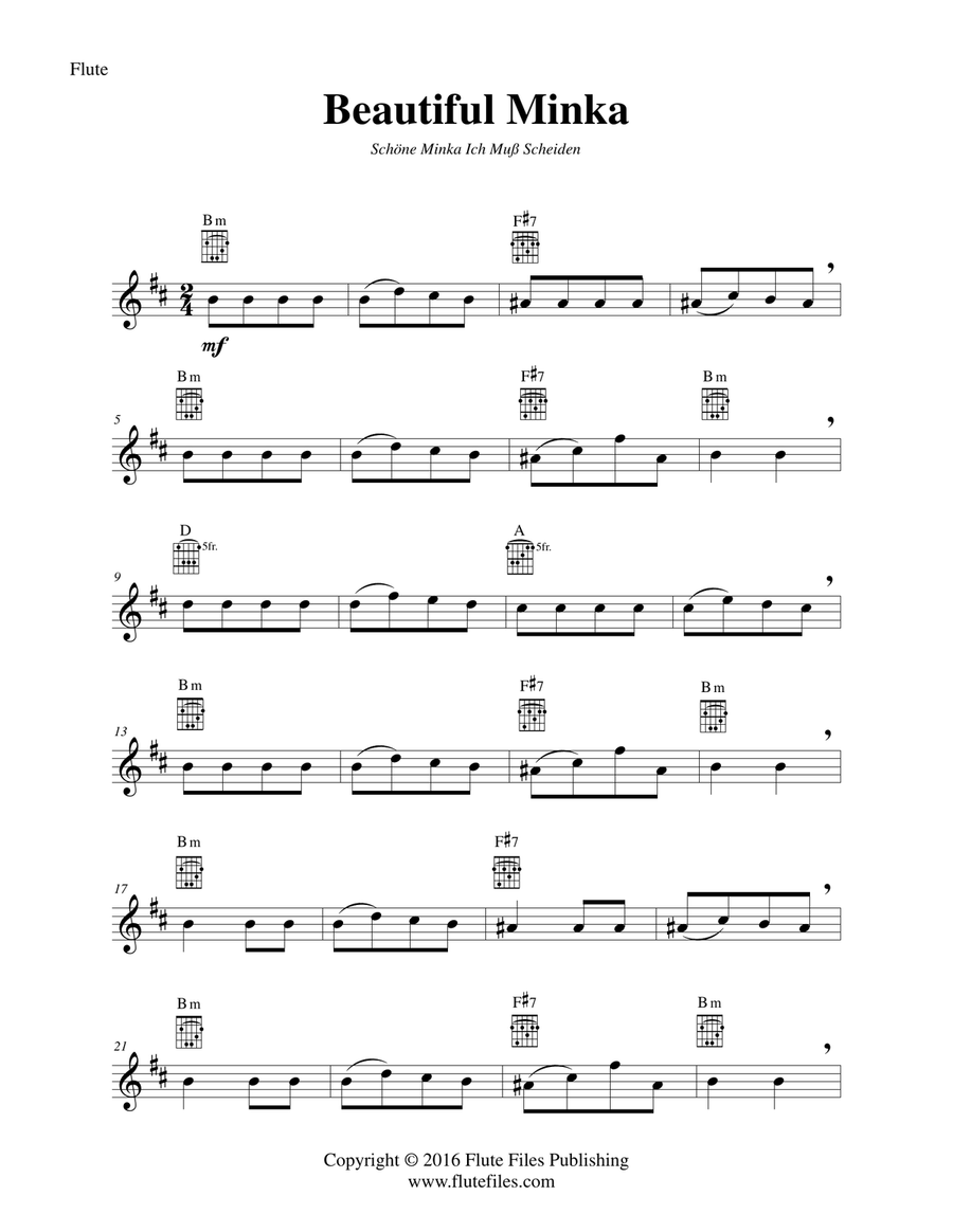 Beautiful Minka - Flute Solo with Guitar Chords Chamber Music scores gallery preview page 3