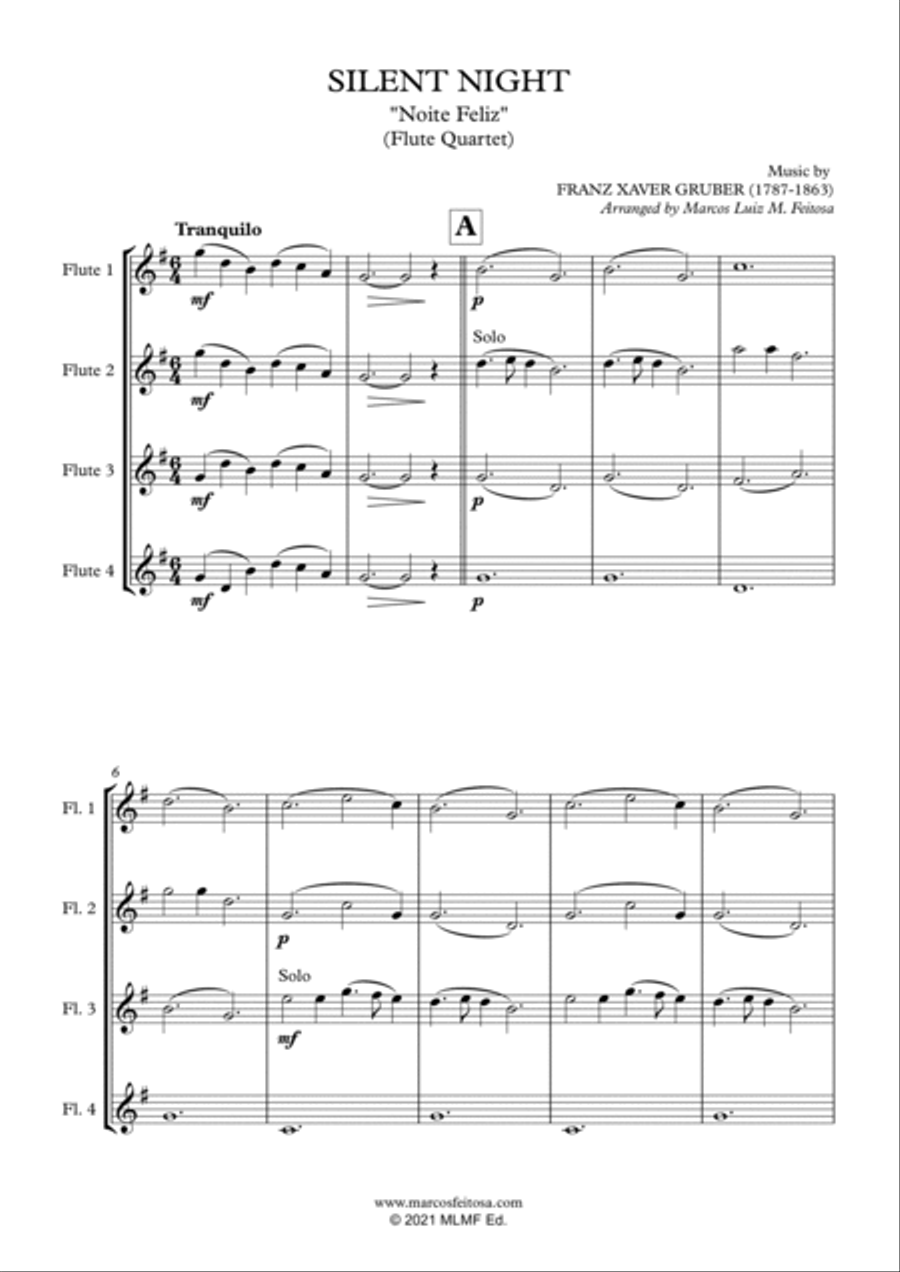 Silent Night - Flute Quartet Flute Quartet scores gallery preview page 3