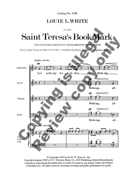 St. Teresa's Book Mark