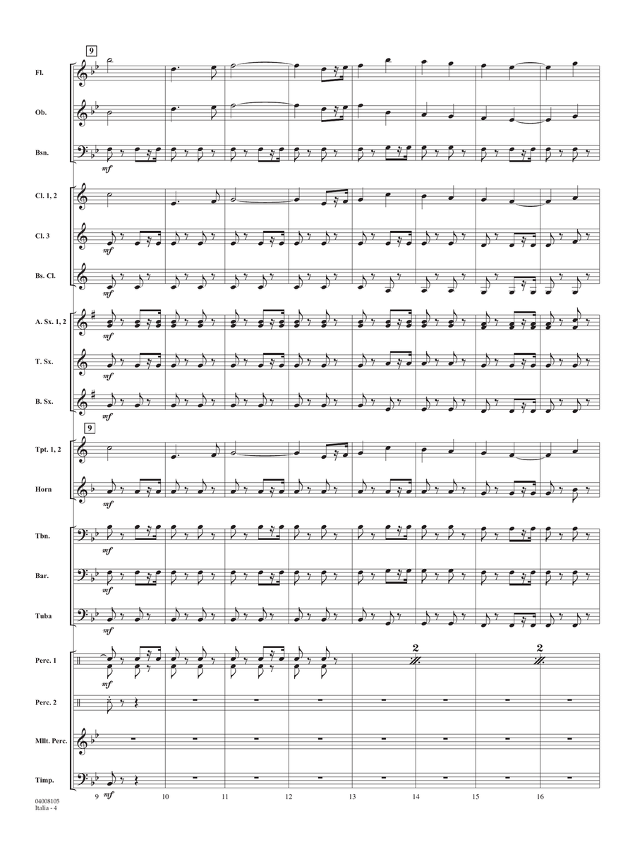 Italia (Italian Concert March) - Conductor Score (Full Score) Concert Band scores gallery preview page 4