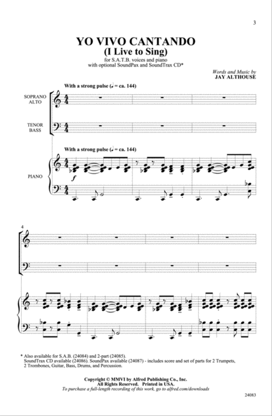 Yo Vivo Cantando (I Live to Sing) 4-Part scores gallery preview page 2