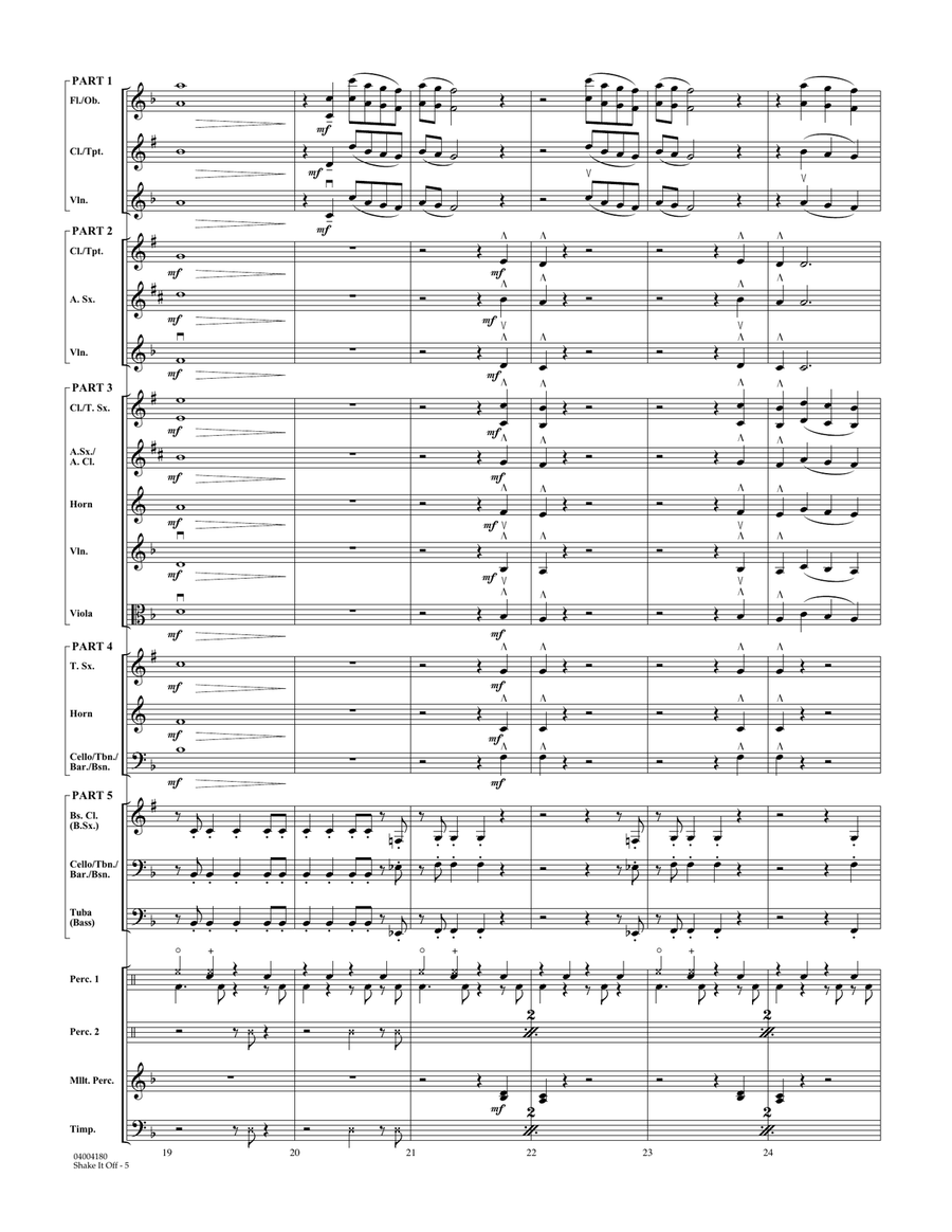 Shake It Off - Conductor Score (Full Score) Concert Band scores gallery preview page 5