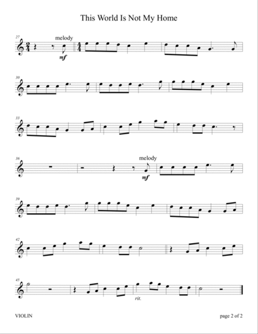 This World Is Not My Home (Easy Violin and Cello Duet with Piano Accompaniment) Piano Trio scores gallery preview page 4