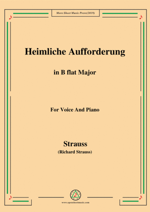 Richard Strauss-Heimliche Aufforderung in B flat Major,for Voice and Piano