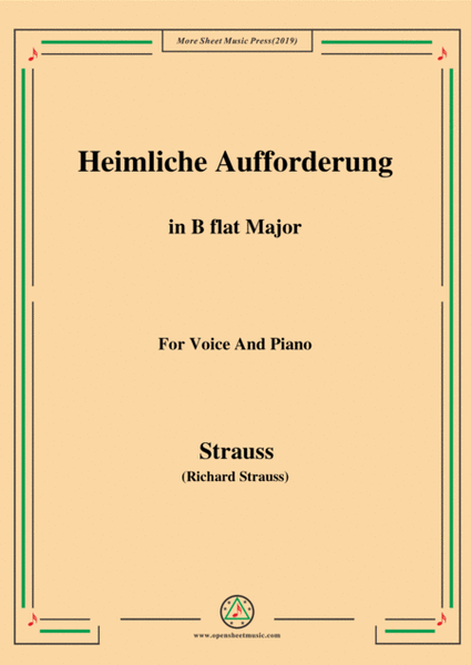 Richard Strauss-Heimliche Aufforderung in B flat Major,for Voice and Piano image number null