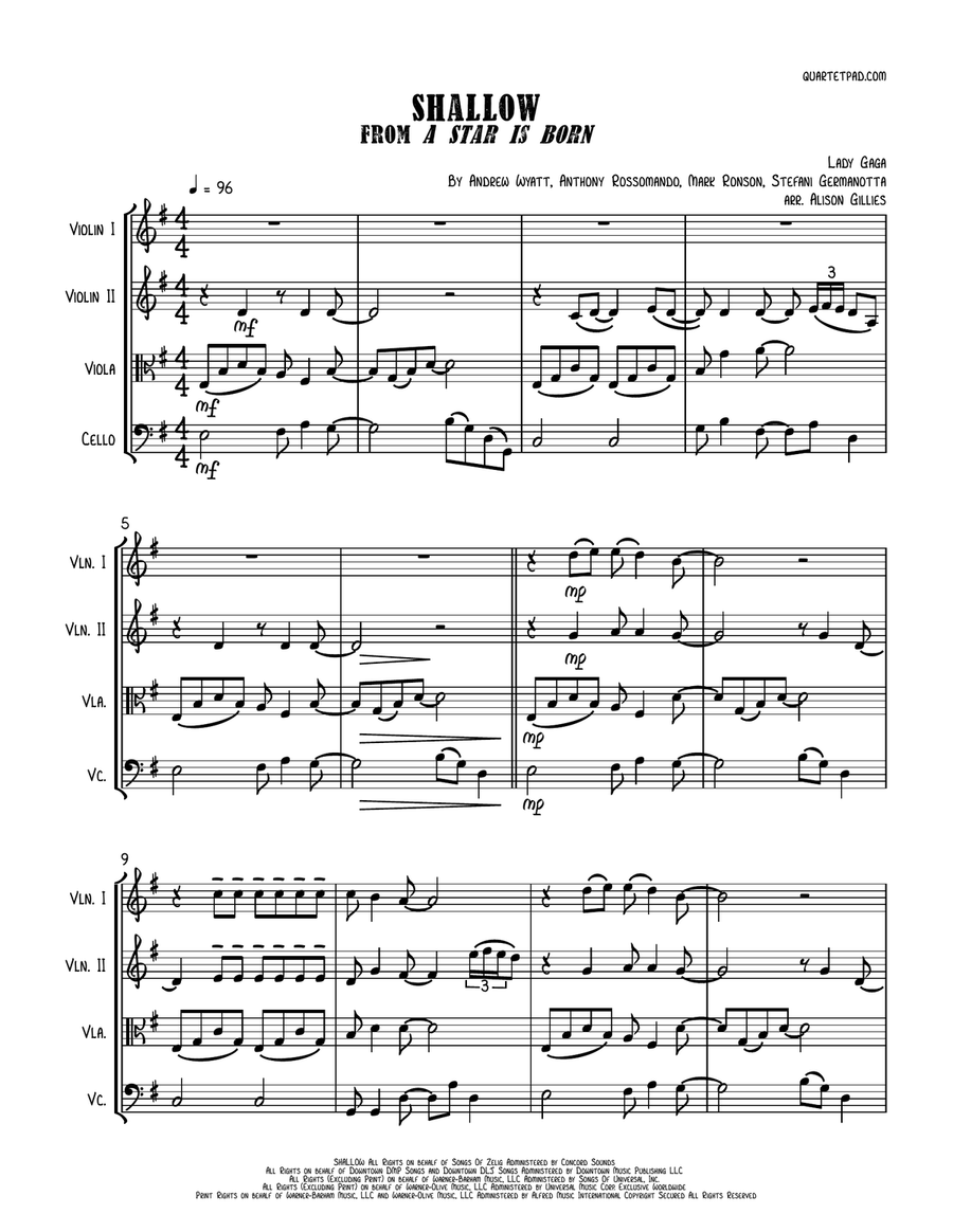 Shallow String Quartet scores gallery preview page 1