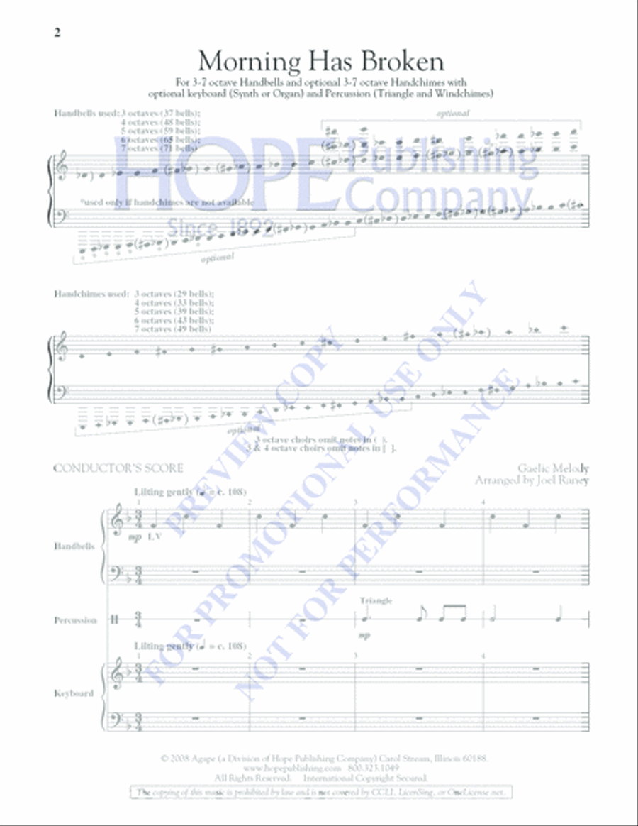 Morning Has Broken Morning Has Broken Handbell Choir scores gallery preview page 2