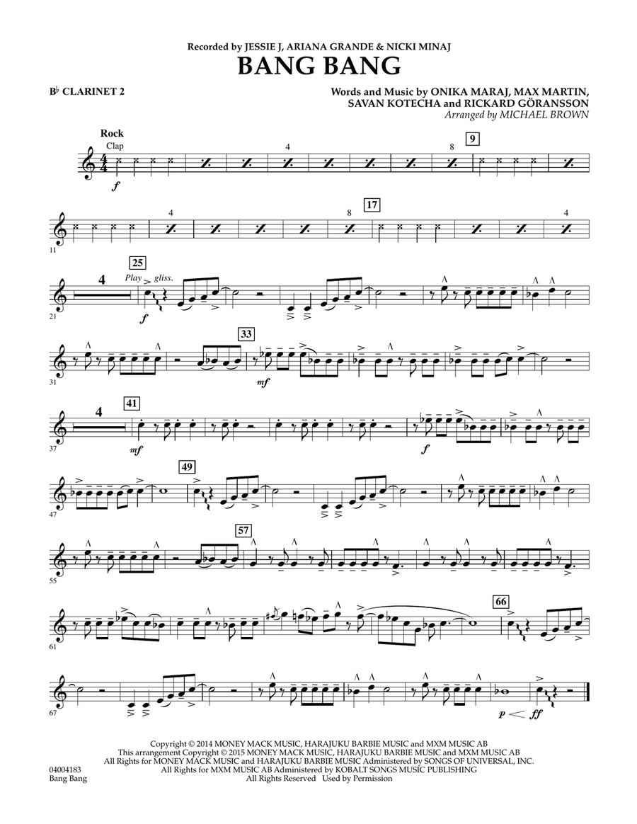 Bang Bang - Bb Clarinet 2 Concert Band scores gallery preview page 1