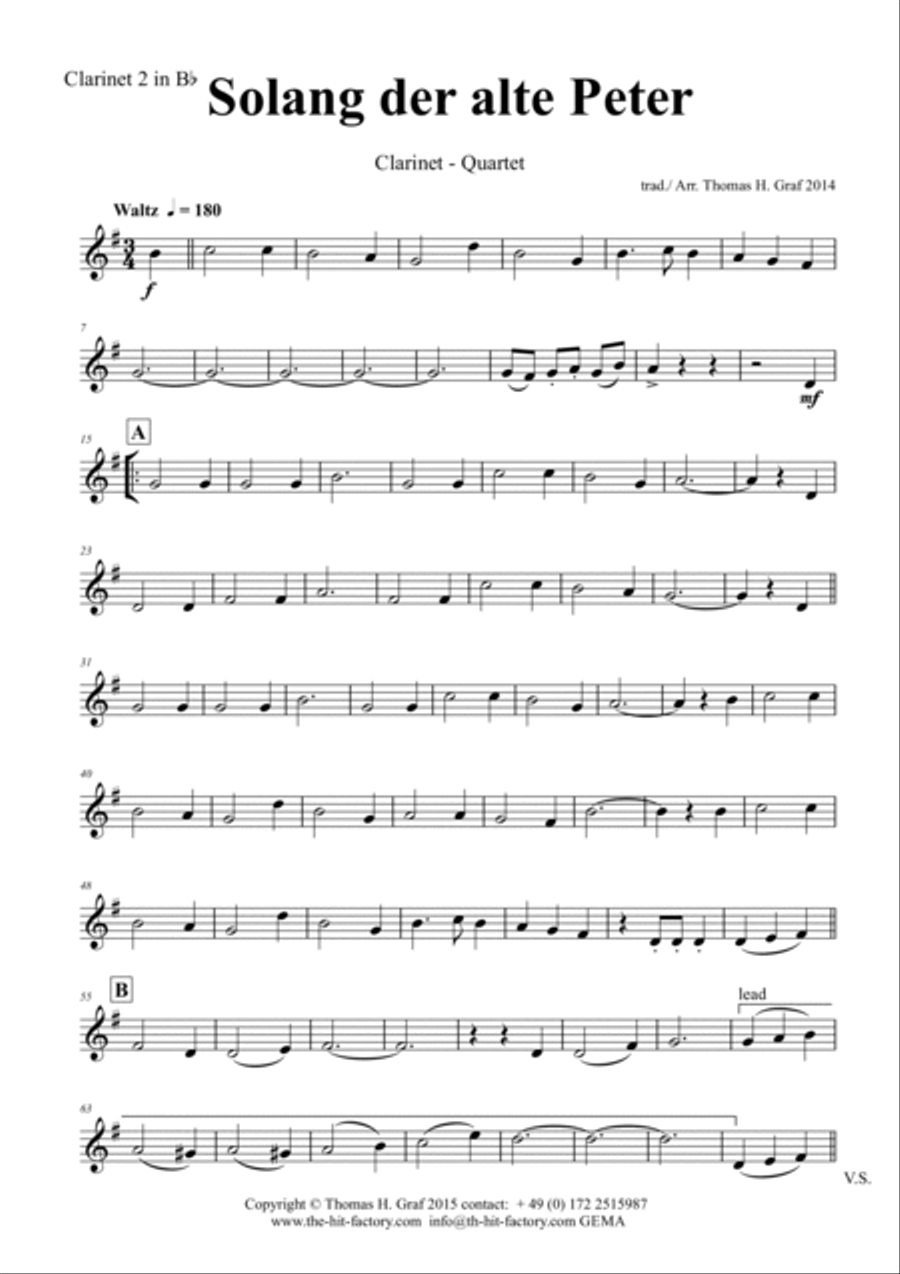 Solang der alte Peter - Munich City anthem - Clarinet Quartet Clarinet Quartet scores gallery preview page 6