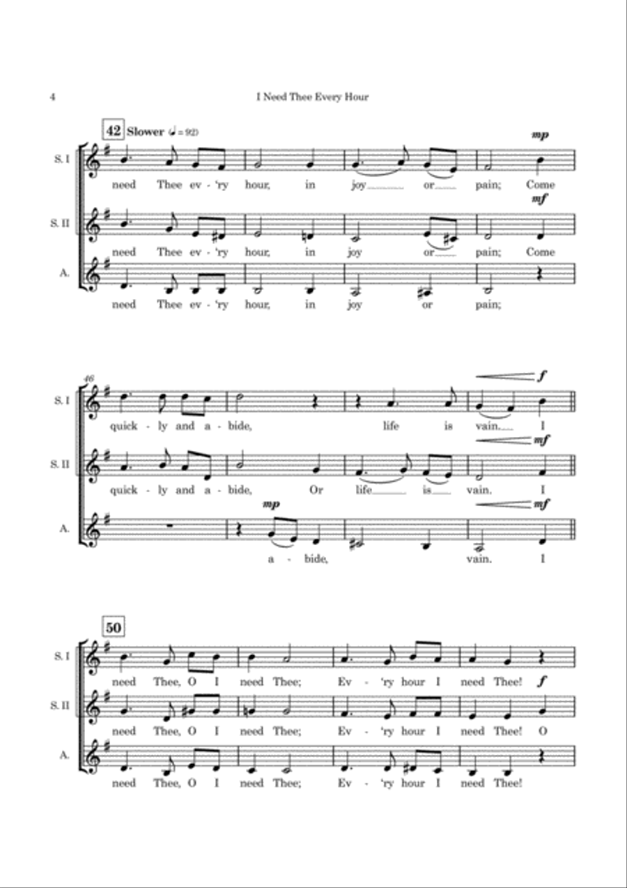I Need Thee Every Hour - SSA A Cappella SSA scores gallery preview page 5