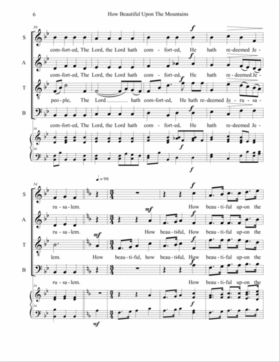 How Beautiful Upon The Mountains 4-Part scores gallery preview page 6