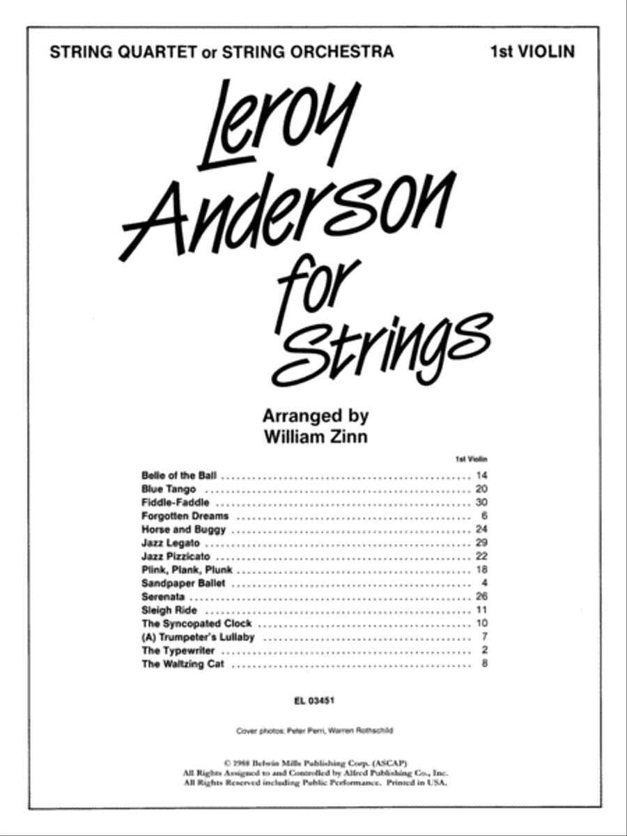 Leroy Anderson For Strings 1st Violin