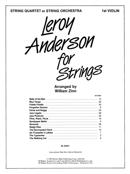 Leroy Anderson For Strings 1st Violin