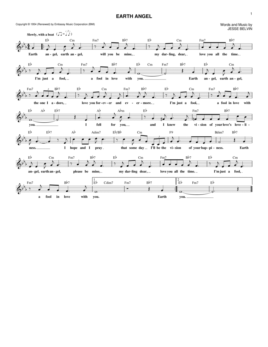 Earth Angel Guitar scores gallery preview page 1