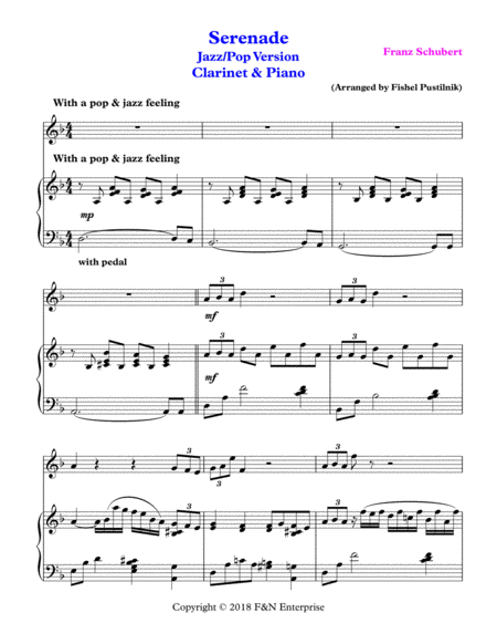 "Serenade" by Schubert-Piano Background for Clarinet and Piano image number null