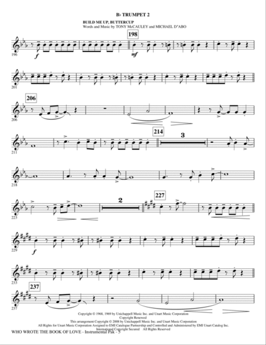 Who Wrote The Book Of Love? (Choral Medley) - Trumpet 2 Choir scores gallery preview page 5