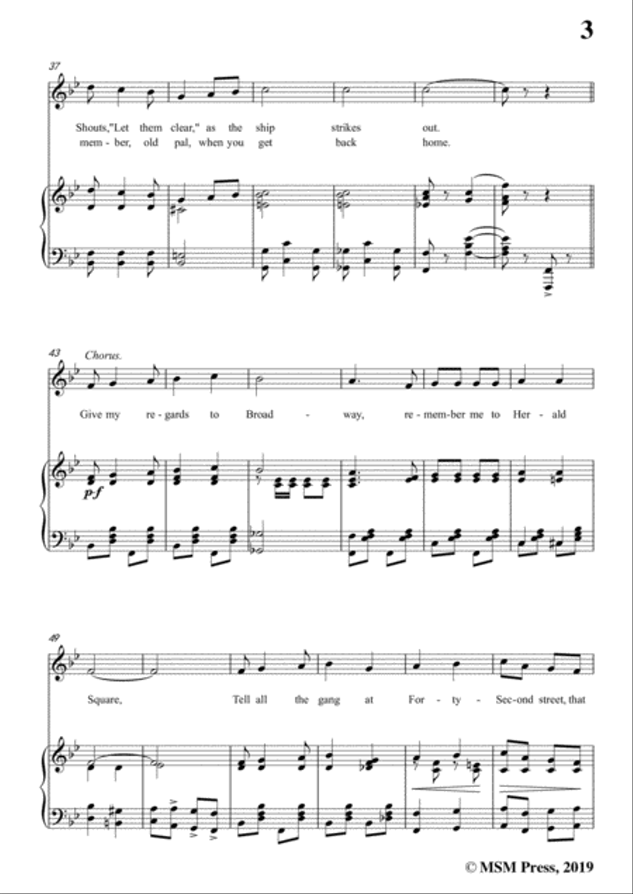 George M. Cohan-Give My Regards to Broadway,in B flat Major,for Voice&Piano Voice scores gallery preview page 5