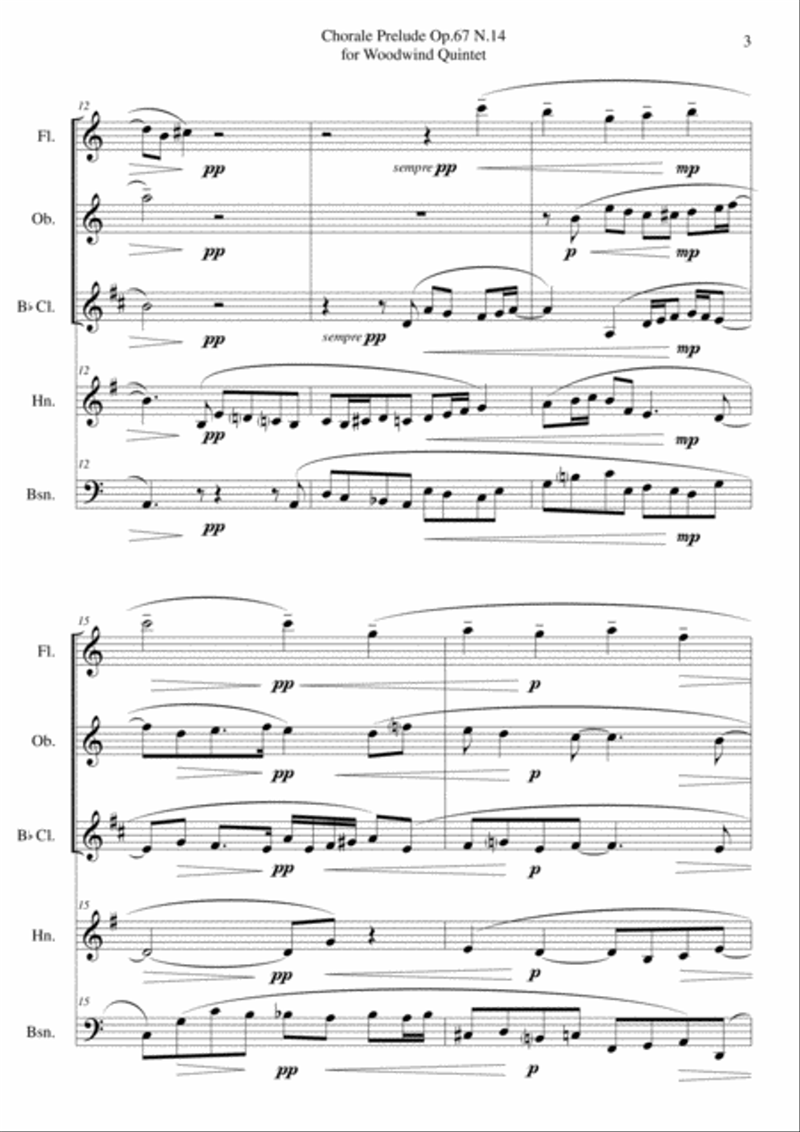 Chorale Prelude Op.67 N.14 for Woodwind Quintet Woodwind Quintet scores gallery preview page 3