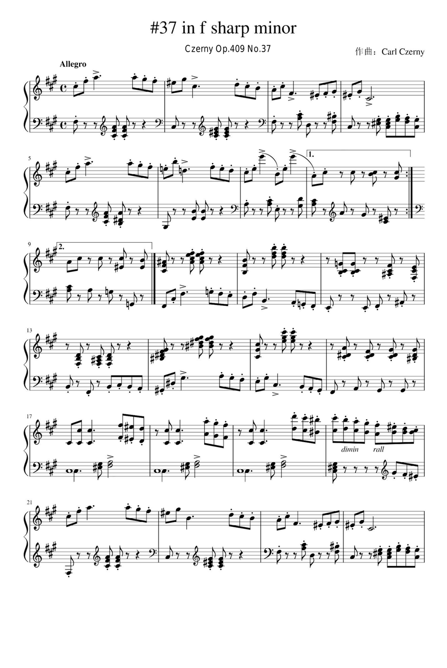 Czerny Op.409 No.37 Czerny Op.409 No.37 Piano Solo scores gallery preview page 1