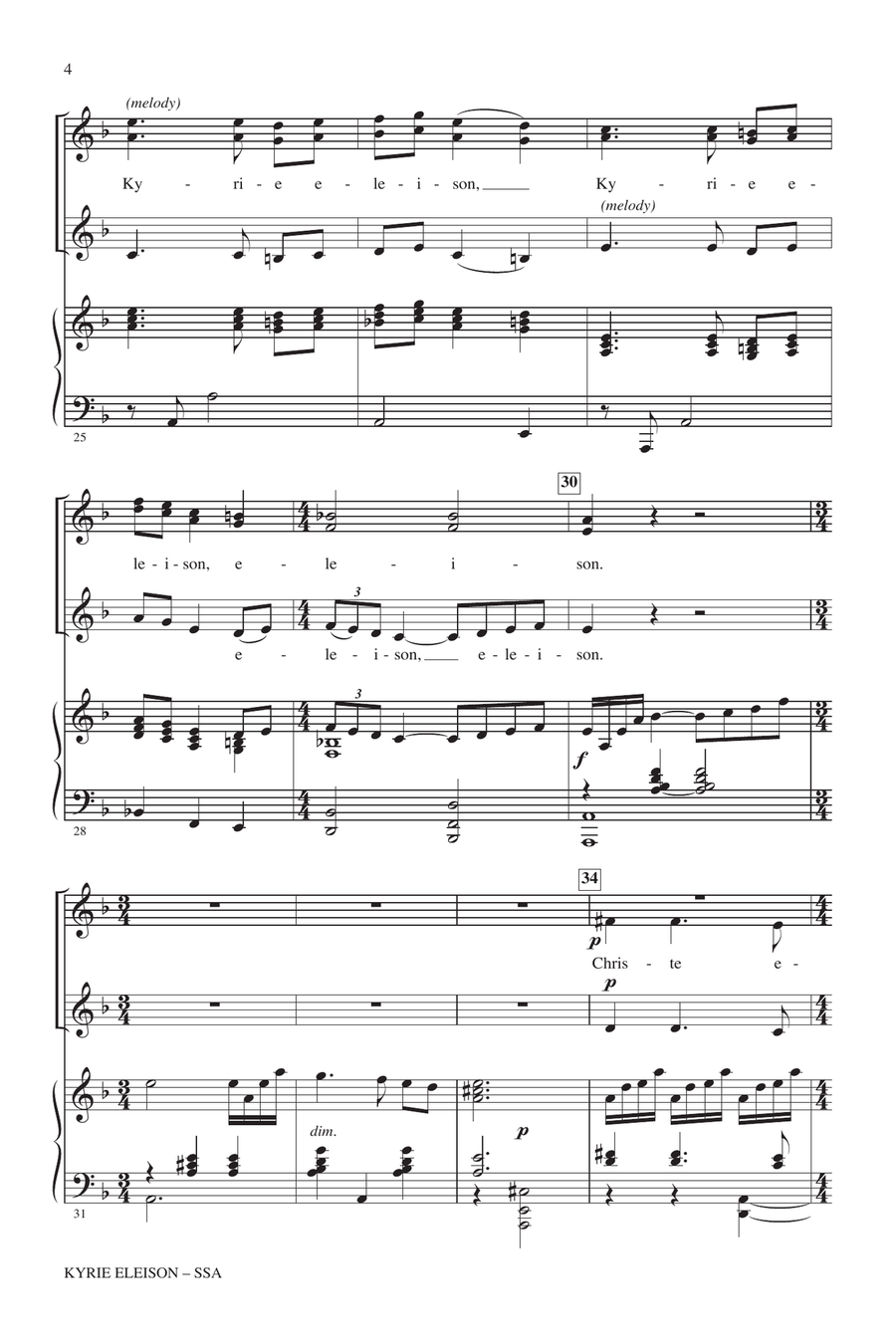 Kyrie Eleison (from Petite Mass) SSA scores gallery preview page 3